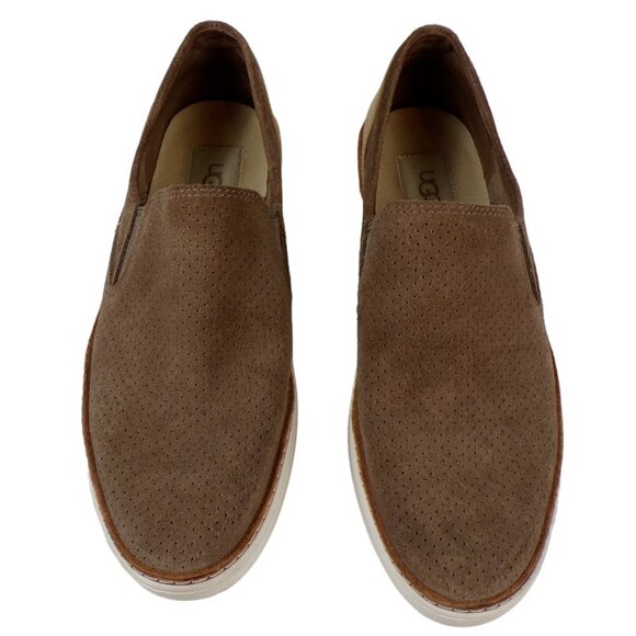 UGG Adley Perforated Taupe Suede Sneakers Shoes Slip On US 7 #262 - Picture 1 of 10